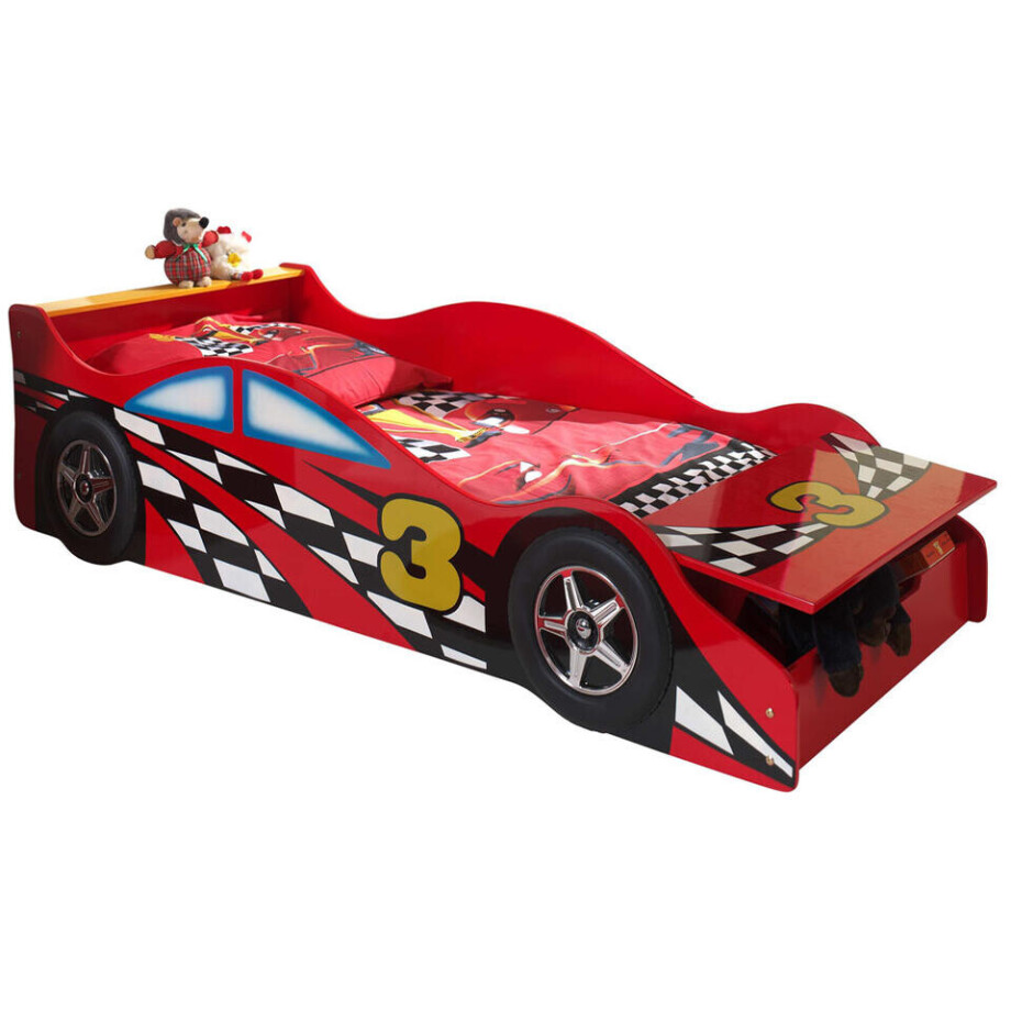 Leen Bakker - Vipack Autobed Race - 48x78x175 Cm - MDF - Rood Leen Bakker - Vipack Autobed Race - 48x78x175 Cm - MDF - Rood afbeelding 1