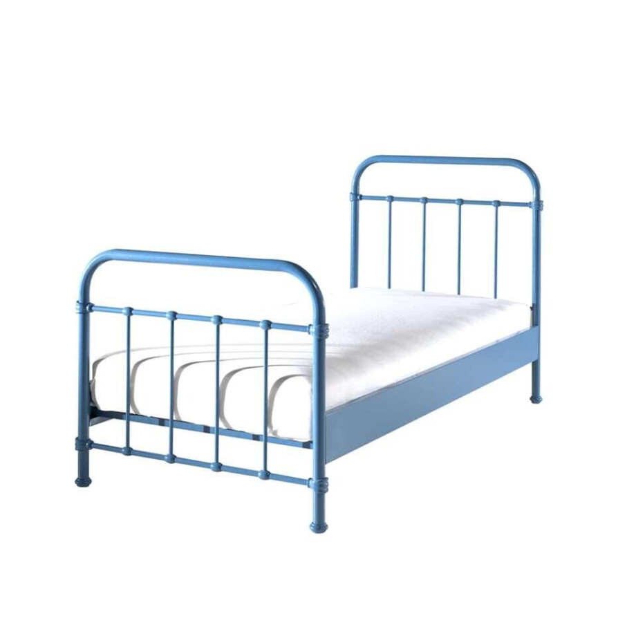 Leen Bakker - Vipack Bed New York - 90x200 Cm - Metaal - Blauw afbeelding 1