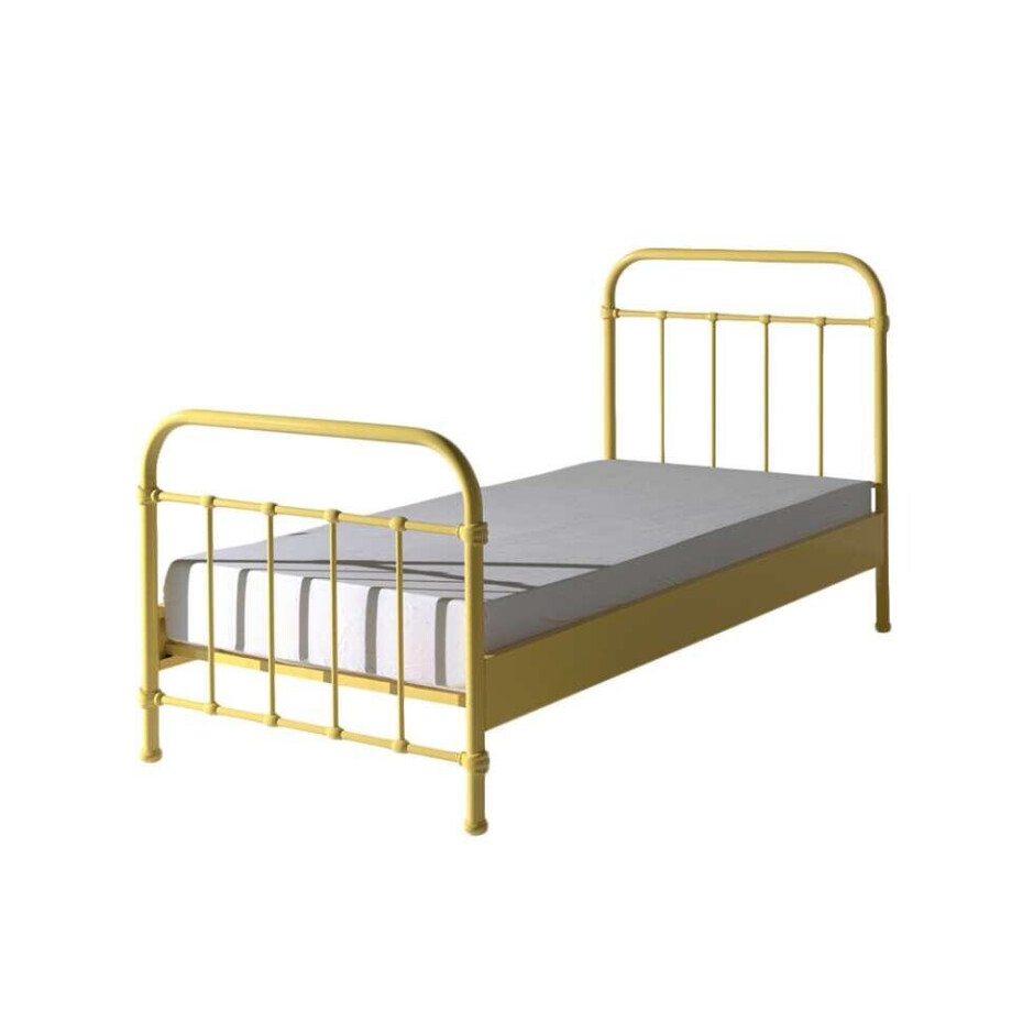 Leen Bakker - Vipack Bed New York - 90x200 Cm - Metaal - Geel Leen Bakker - Vipack Bed New York - 90x200 Cm - Metaal - Geel afbeelding 1