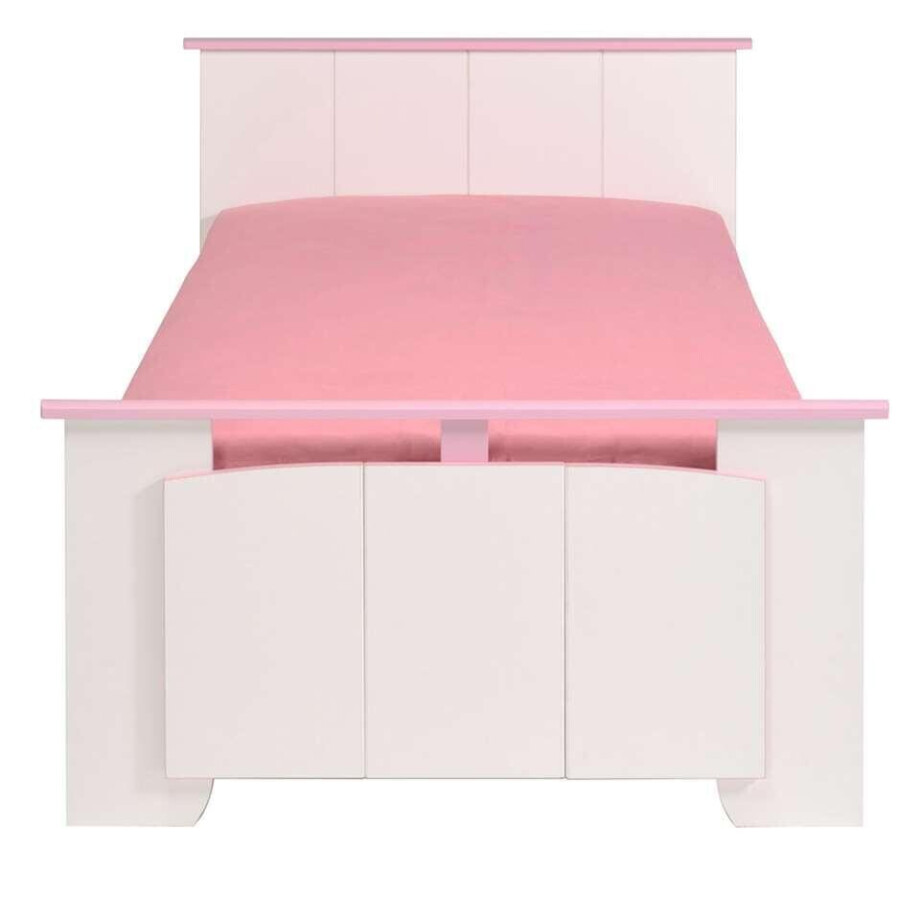 Leen Bakker - Kinderbed Kiki - Wit/roze - 90x200 Cm - Spaanplaat - Wit#Roze - 206.6x103.3x78.7 Cm afbeelding 1
