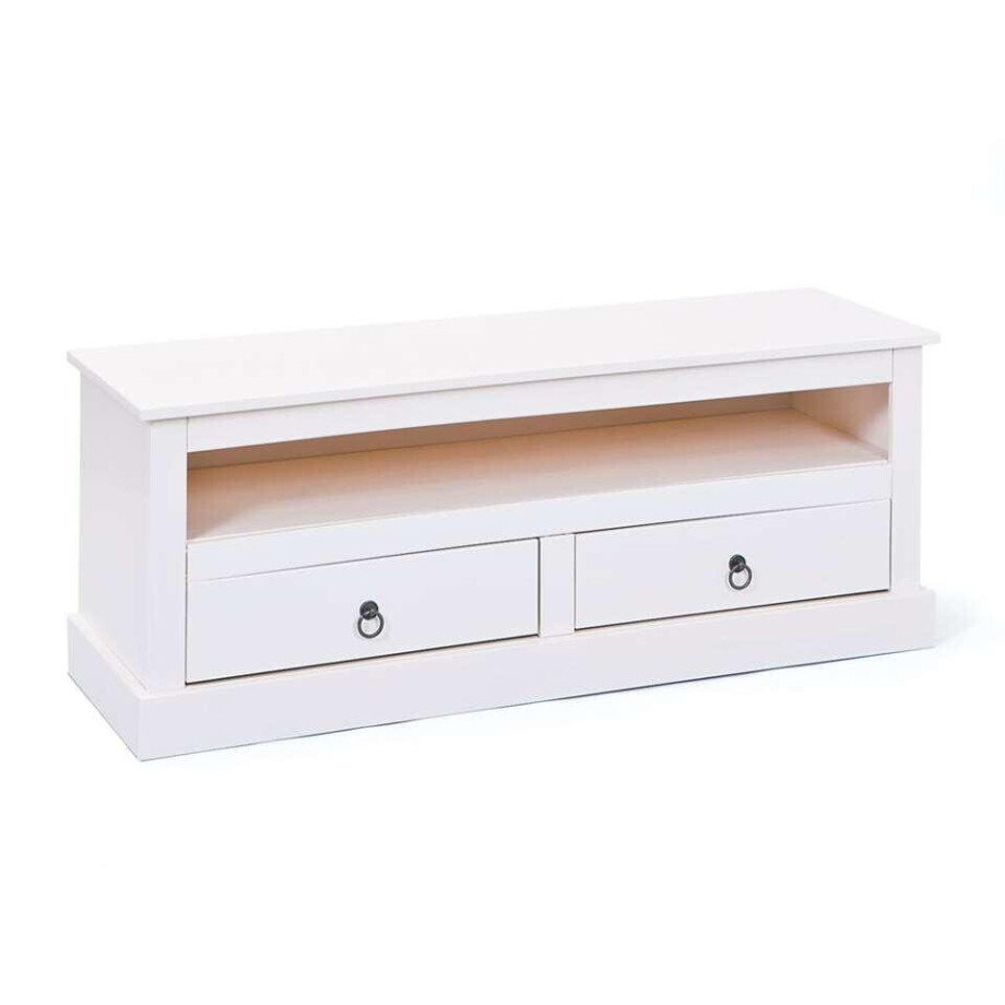 Leen Bakker - TV-meubel Provence - 45x118x39 Cm - Hout - Wit Leen Bakker - TV-meubel Provence - 45x118x39 Cm - Hout - Wit afbeelding 1