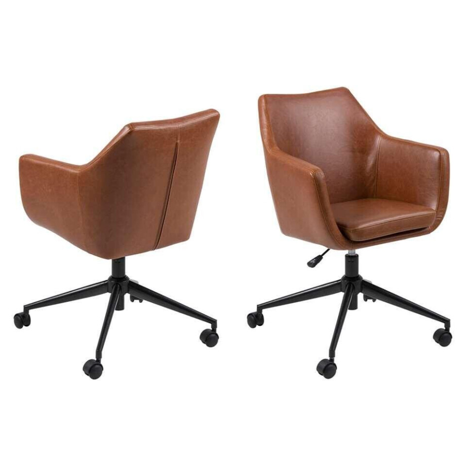 Leen Bakker - Bureaustoel Uppsala - Cognac (1 Stuk) - Metaal/Synthetisch - Bruin - 58x91.5x58 Cm afbeelding 1