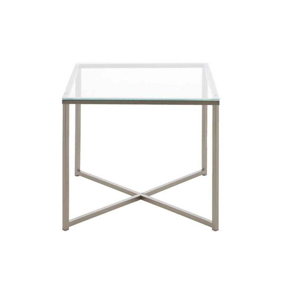 Leen Bakker - Bijzettafel Indor - 45x50x50 Cm - Glas - Transparant afbeelding 1
