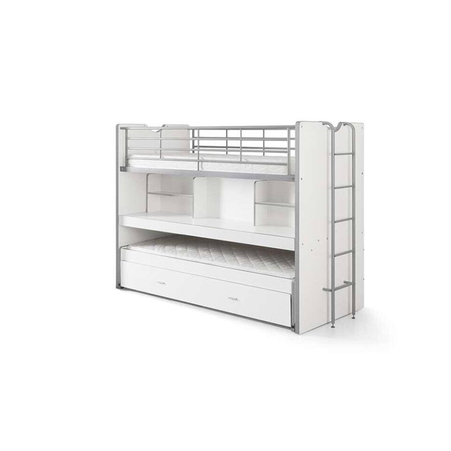 Leen Bakker - Vipack Stapelbed Bonny Met Rolbed En Bureau - Spaanplaat - Wit - 221.5x101.5x161 Cm afbeelding 1
