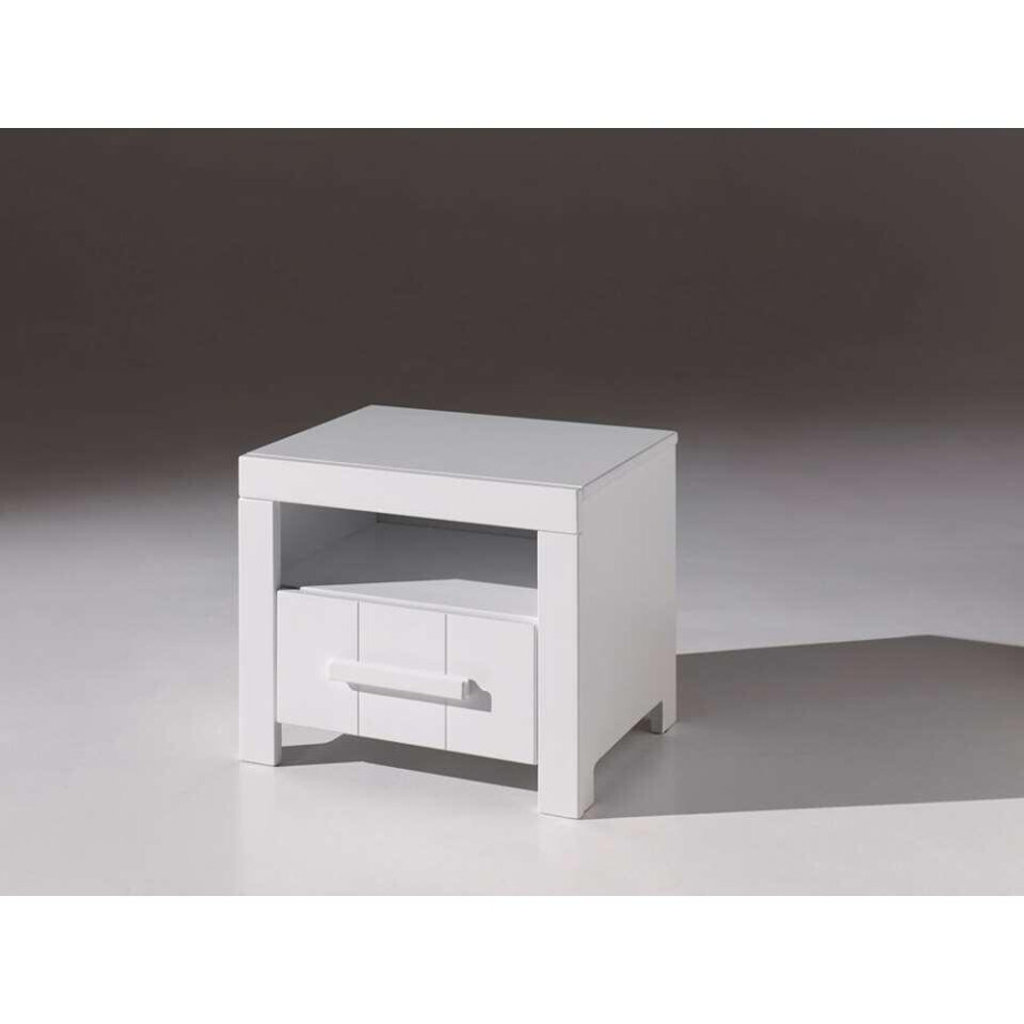 Leen Bakker - Vipack Nachtkastje Erik - 1 Lade - MDF - Wit - 39x50x42 Cm Leen Bakker - Vipack Nachtkastje Erik - 1 Lade - MDF - Wit - 39x50x42 Cm afbeelding 1