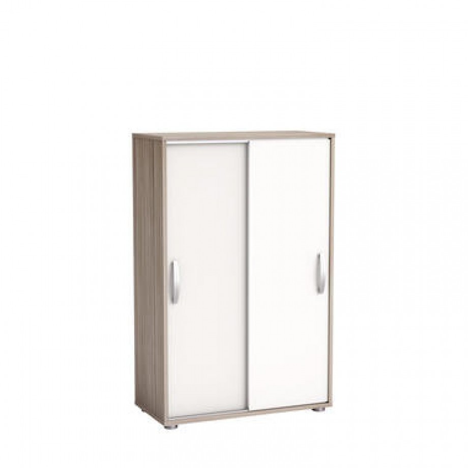 Demeyere kast Nano met schuifdeuren - licht eiken/wit - 105,6x68x32,9 cm afbeelding 1