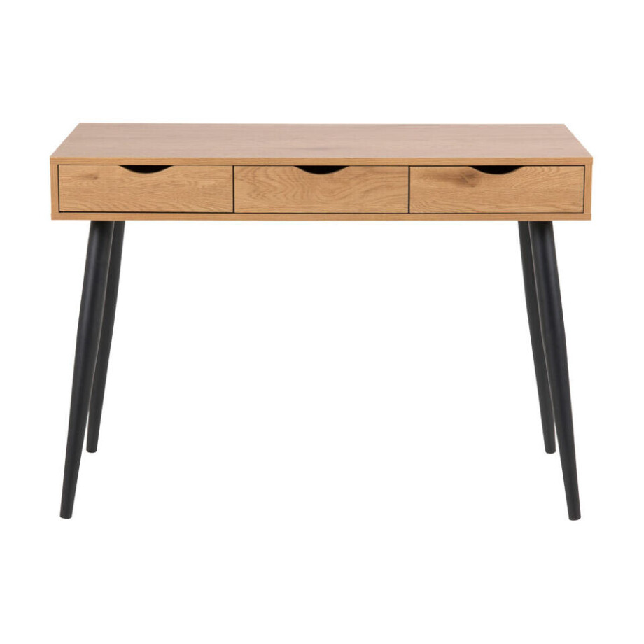 Leen Bakker - Bureau Montijo - Eiken/ - 77,1x110x50 Cm - Spaanplaat - Zwart Leen Bakker - Bureau Montijo - Eiken/ - 77,1x110x50 Cm - Spaanplaat - Zwart afbeelding 1