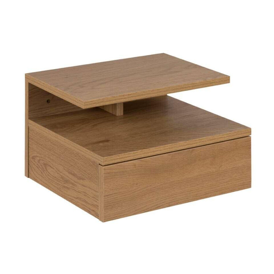 Leen Bakker - Nachtkastje Granbo - 1 Lade - Eikenkleur - MDF - Bruin - 32x35x22.5 Cm afbeelding 1