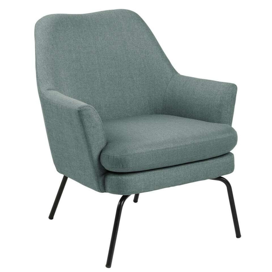 Leen Bakker - Relaxfauteuil Ulla - Grijs - Stof - Groen - 74x73x83 Cm afbeelding 1