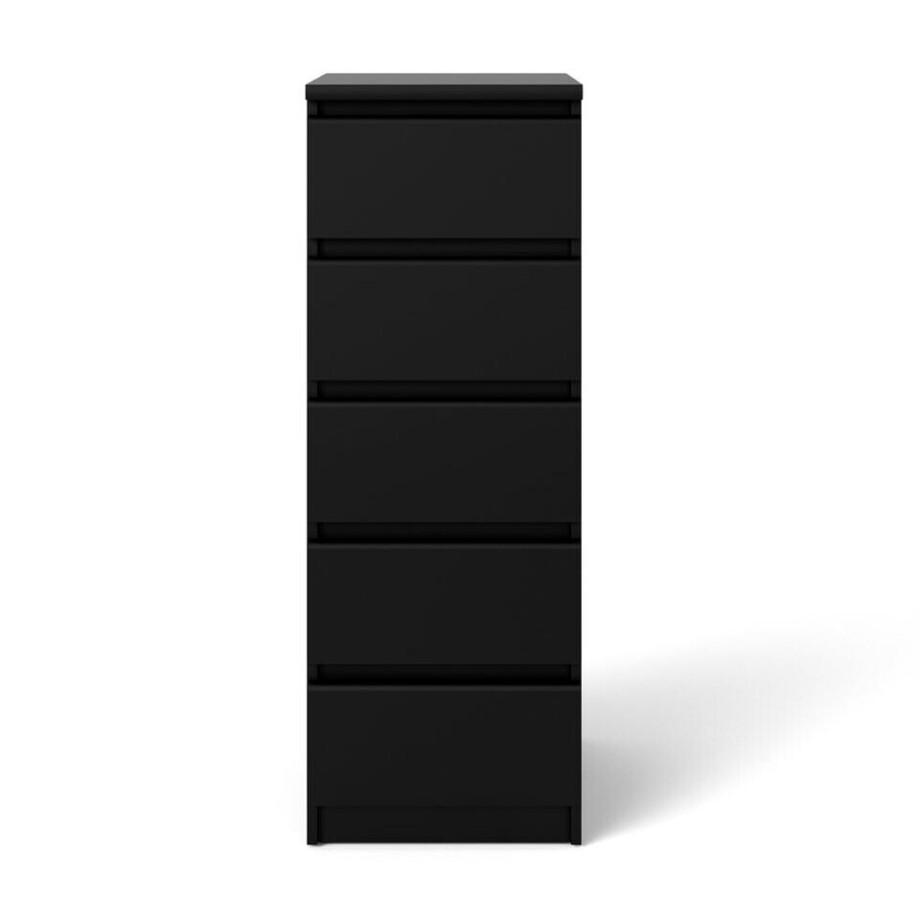 Leen Bakker - Ladekast Naia - 5 Lades - Mat - 111,3x40,2x50 Cm - Spaanplaat - Zwart - 40.2x111.3x50 Cm Leen Bakker - Ladekast Naia - 5 Lades - Mat - 111,3x40,2x50 Cm - Spaanplaat - Zwart - 40.2x111.3x50 Cm afbeelding 1