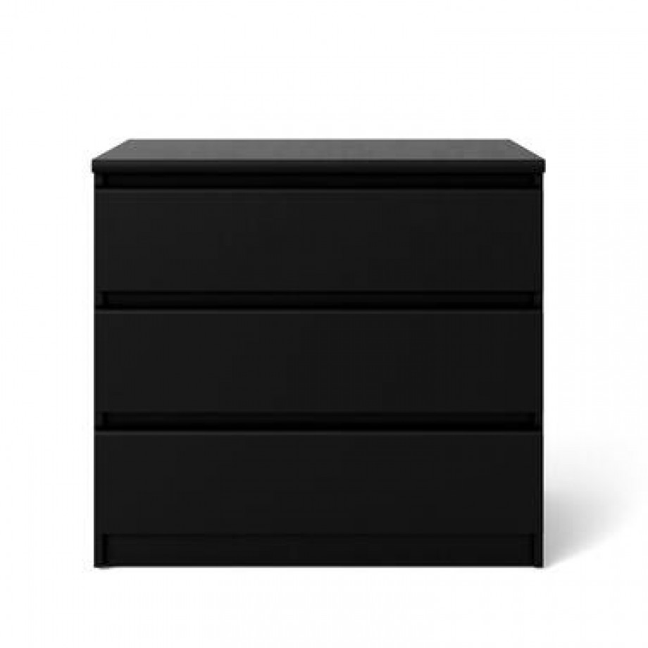 Ladekast Naia - 3 lades - mat zwart - 70,1x76,8x50 cm - Leen Bakker afbeelding 1