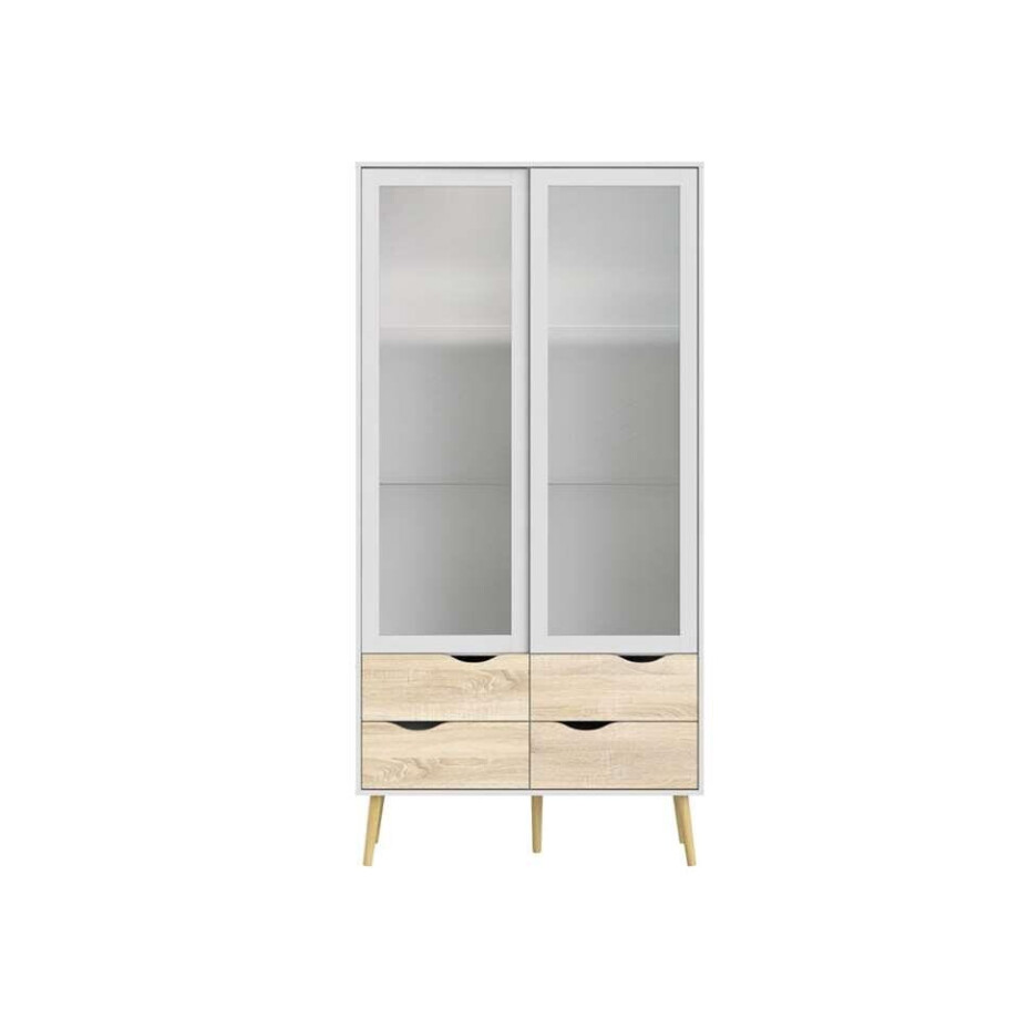 Leen Bakker - Buffetkast Delta - /eiken - 200,1x98,7x39,1 Cm - Spaanplaat - Wit - 39.1x98.7x200.1 Cm Leen Bakker - Buffetkast Delta - /eiken - 200,1x98,7x39,1 Cm - Spaanplaat - Wit - 39.1x98.7x200.1 Cm afbeelding 1