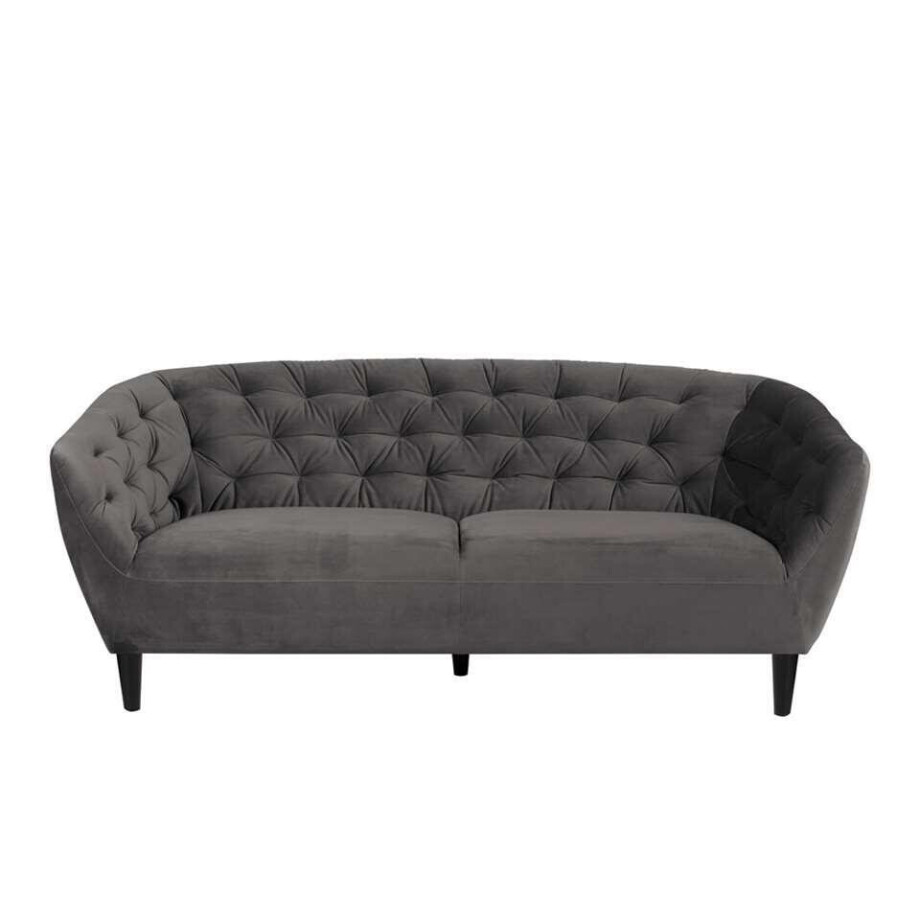 Leen Bakker - Bank Thyrza 3-zits - Fluweel - Donker - Stof/Velvet - Grijs - 84x191x78 Cm Leen Bakker - Bank Thyrza 3-zits - Fluweel - Donker - Stof/Velvet - Grijs - 84x191x78 Cm afbeelding 1