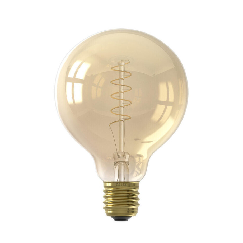 Leen Bakker - Calex LED-globelamp Flex - Goudkleur - E27 - 4W - Aluminium/Glas - Goudkleurig - 15x9.8x9.8 Cm afbeelding 1