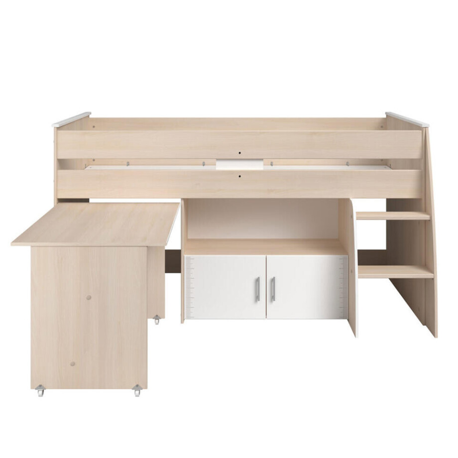 Leen Bakker - Halfhoogslaper Charly - Acaciakleur - 110x113,8x206,3 Cm - Spaanplaat - Wit#Bruin - 113.8x110x206.3 Cm afbeelding 1