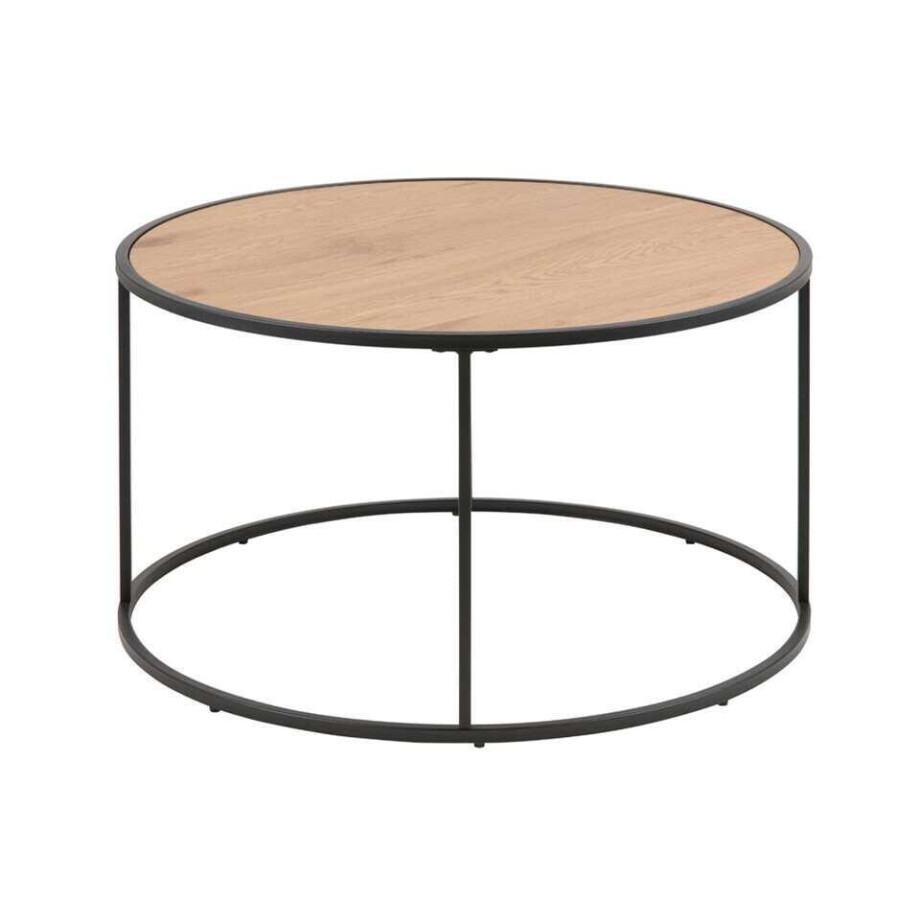 Leen Bakker - Salontafel Jaxx - Naturel/zwart - 45xØ80 Cm - Hout/Metaal - Bruin#Zwart Leen Bakker - Salontafel Jaxx - Naturel/zwart - 45xØ80 Cm - Hout/Metaal - Bruin#Zwart afbeelding 1