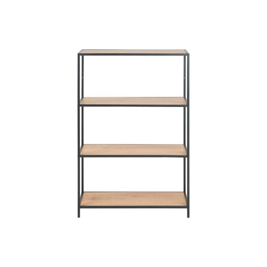 Leen Bakker - Boekenkast Jaxx - Eikenkleur - 114x77x35 Cm - Metaal/MDF - Bruin#Zwart Leen Bakker - Boekenkast Jaxx - Eikenkleur - 114x77x35 Cm - Metaal/MDF - Bruin#Zwart afbeelding 1