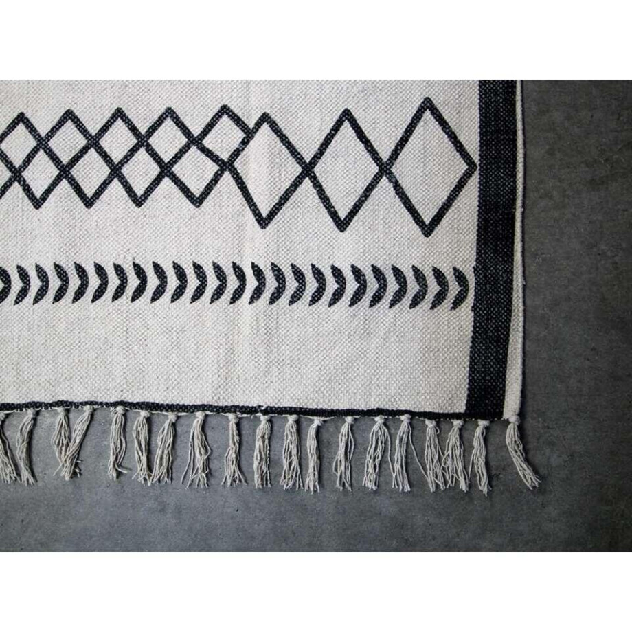 Leen Bakker - HSM Collection Vloerkleed Borris - Zwart/ - 180x120 Cm - Katoen - Wit afbeelding 1