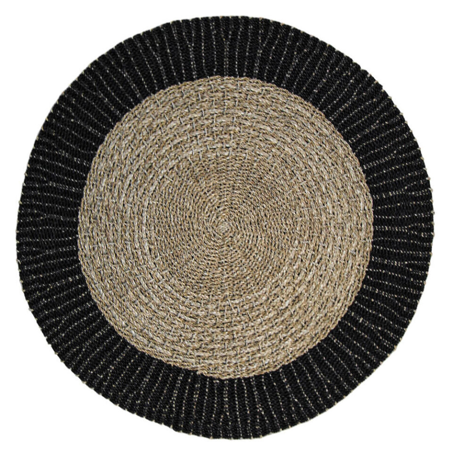 Leen Bakker - HSM Collection Vloerkleed Seff - Naturel/ - 120x120 Cm - Zeegras - Zwart afbeelding 1