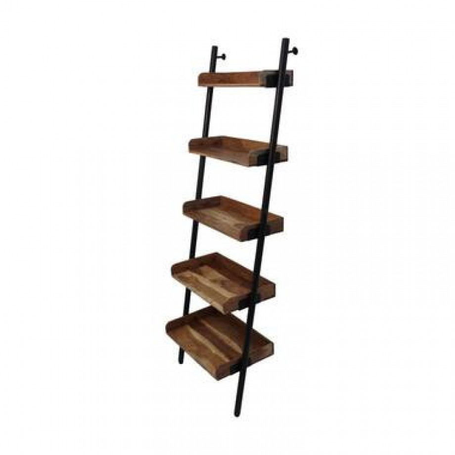 HSM Collection decoratieve ladder Hayo - zwart/naturel - 60x35x180 cm - Leen Bakker afbeelding 1