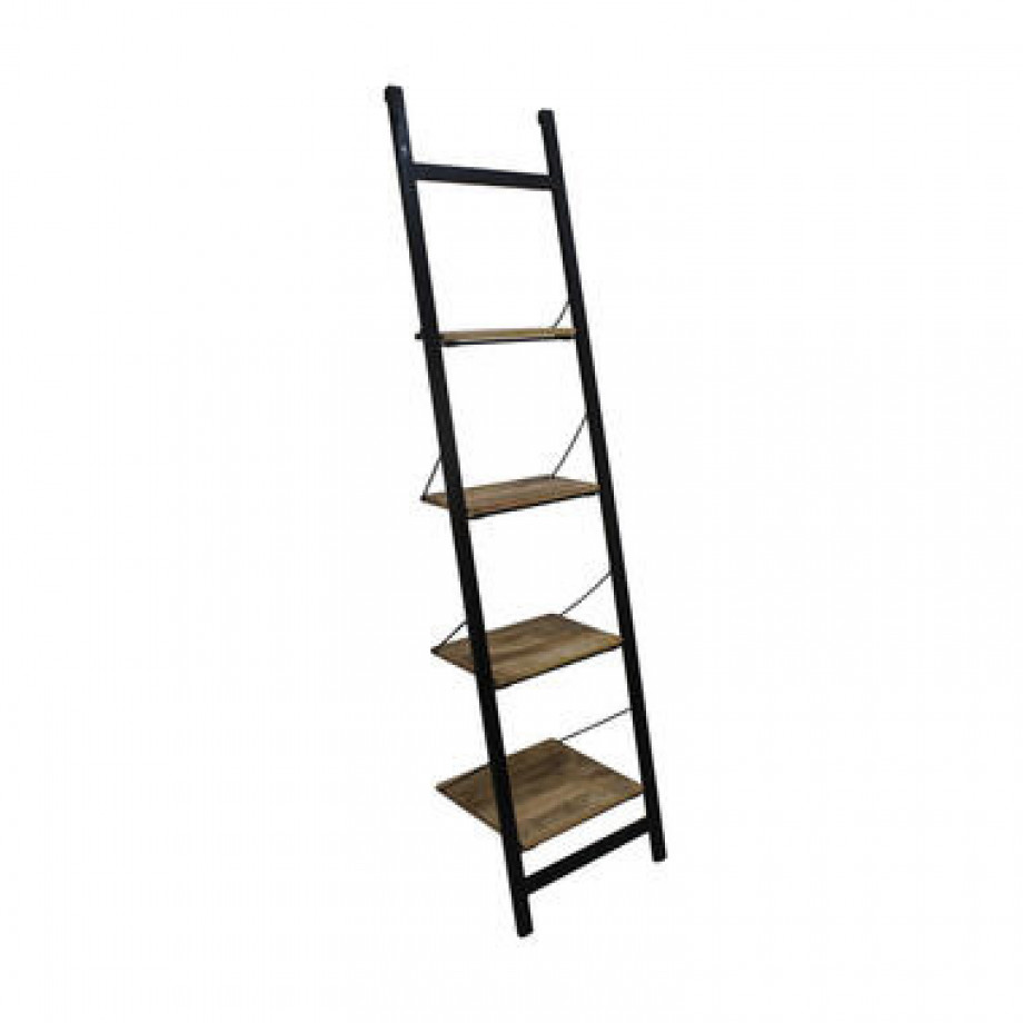 HSM Collection decoratieve ladder Hayo - zwart/naturel - 55x40x220 cm - Leen Bakker afbeelding 1