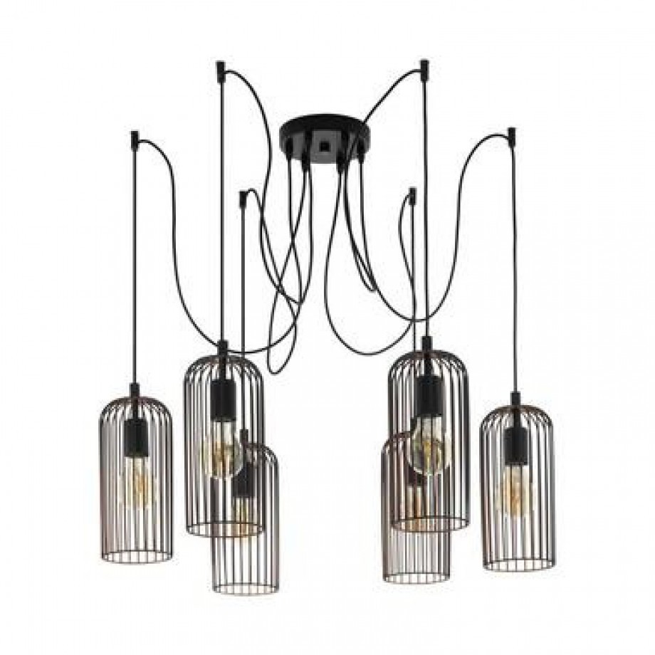 EGLO hanglamp Roccamena 6-lichts - zwart/koperkleurig - Leen Bakker afbeelding 1