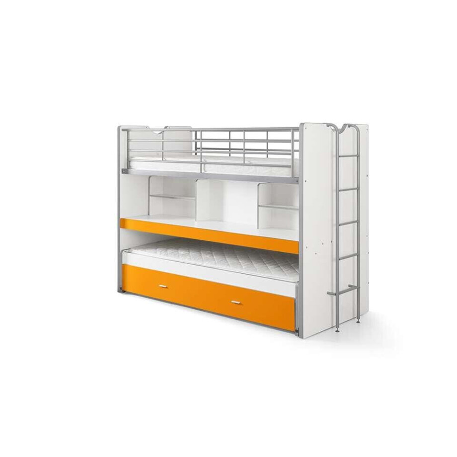 Leen Bakker - Vipack Hoogslaper Bonny - Oranje - 221,5x101,5x161 Cm - Hout - Wit#Oranje - 221.5x101.5x161 Cm afbeelding 1