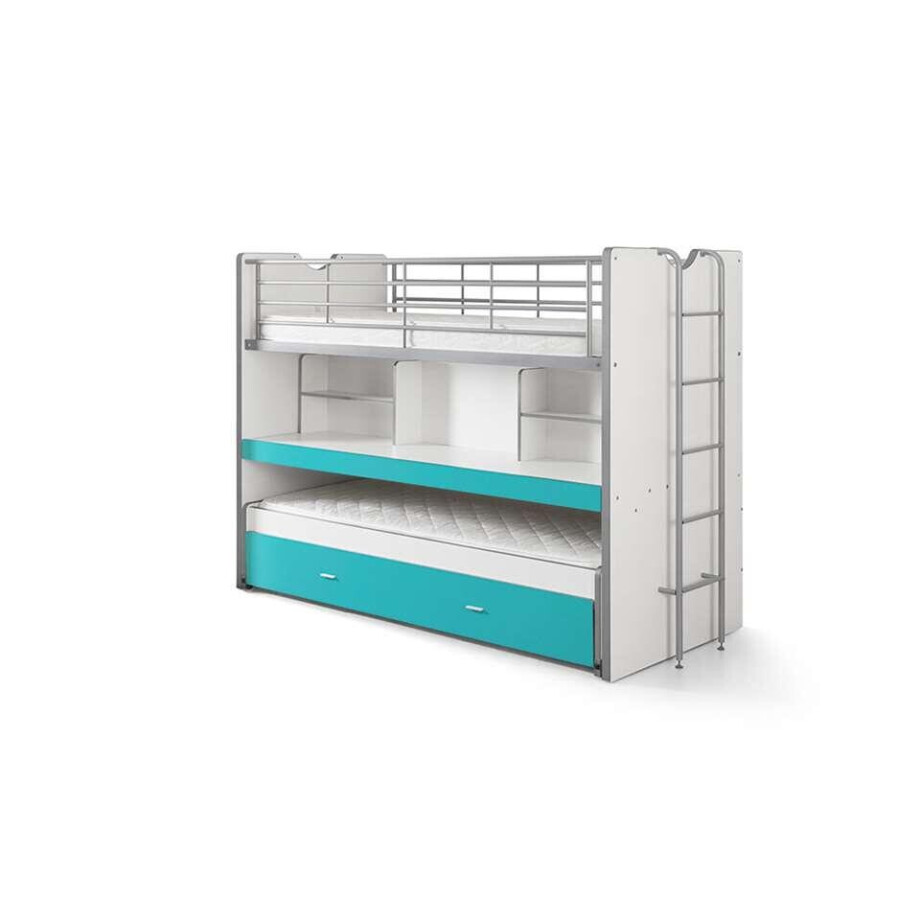 Leen Bakker - Vipack Hoogslaper Bonny - Turquoise - 221,5x101,5x161 Cm - Hout - Wit#Turquoise - 221.5x101.5x161 Cm afbeelding 1