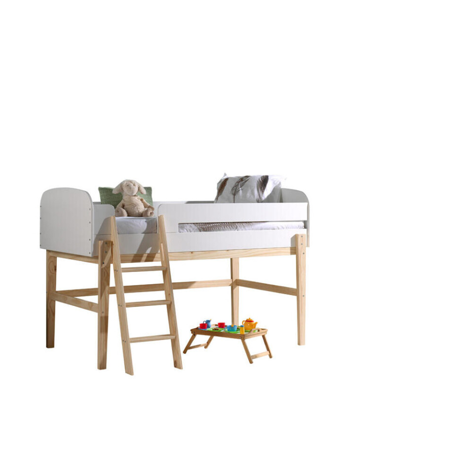 Leen Bakker - Vipack Halfhoogslaper Kiddy - 204,4x129,4x120 Cm - MDF/Grenenhout - Wit - 204.4x129.4x120 Cm afbeelding 1