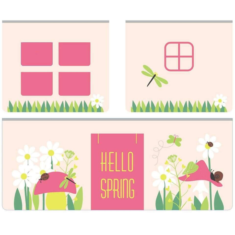Leen Bakker - Vipack Speelgordijn Spring - 235x140x0,5 Cm - Katoen - Roze - 0.5x140x235 Cm afbeelding 1