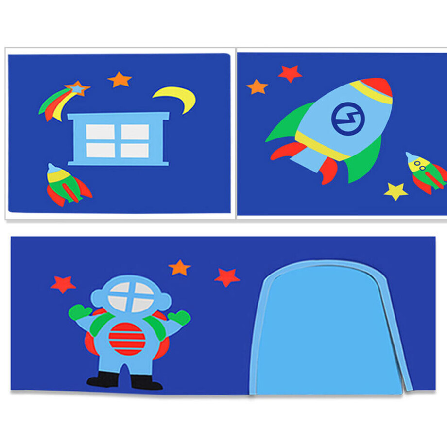 Leen Bakker - Vipack Speelgordijn Astro - 235x140x0,5 Cm - Katoen - Blauw - 0.5x140x235 Cm afbeelding 1