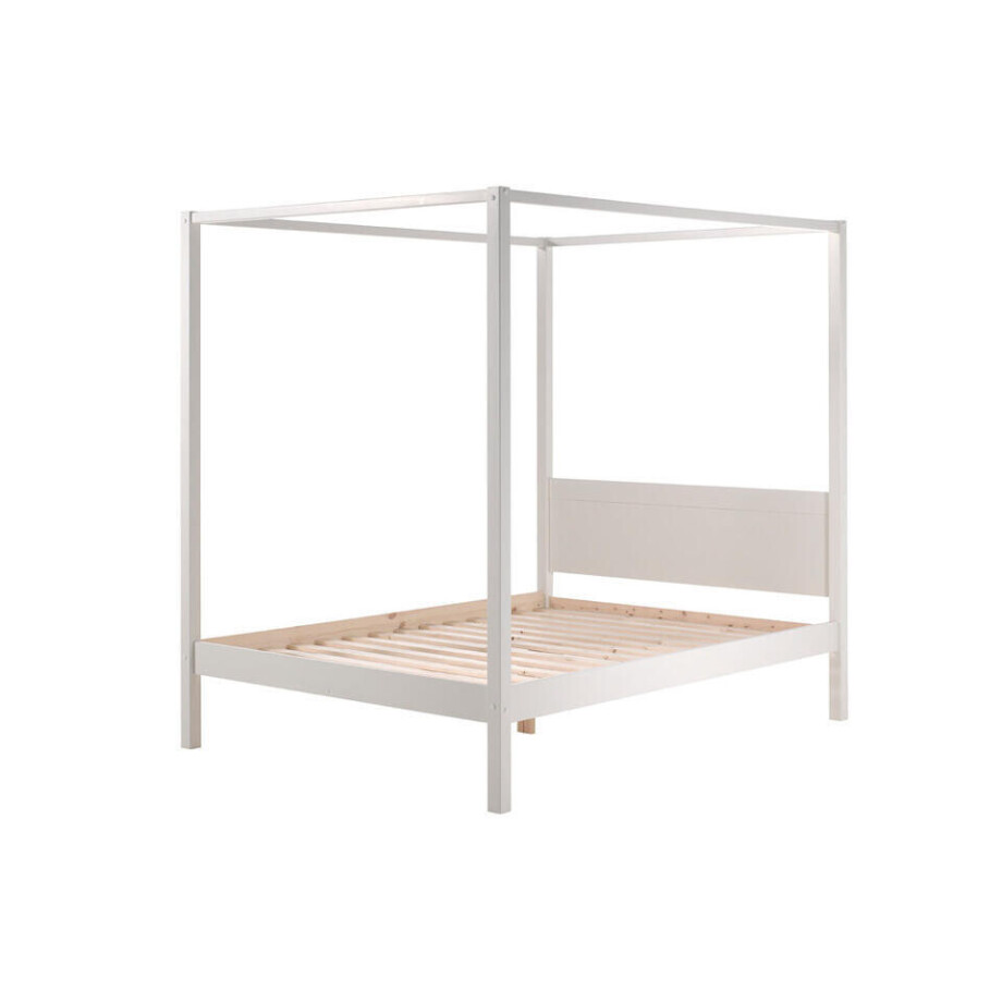 Leen Bakker - Vipack Hemelbed Pino - 207,6x147,3x190,5 Cm - MDF/Grenenhout - Wit - 207.6x147.3x190.5 Cm afbeelding 1