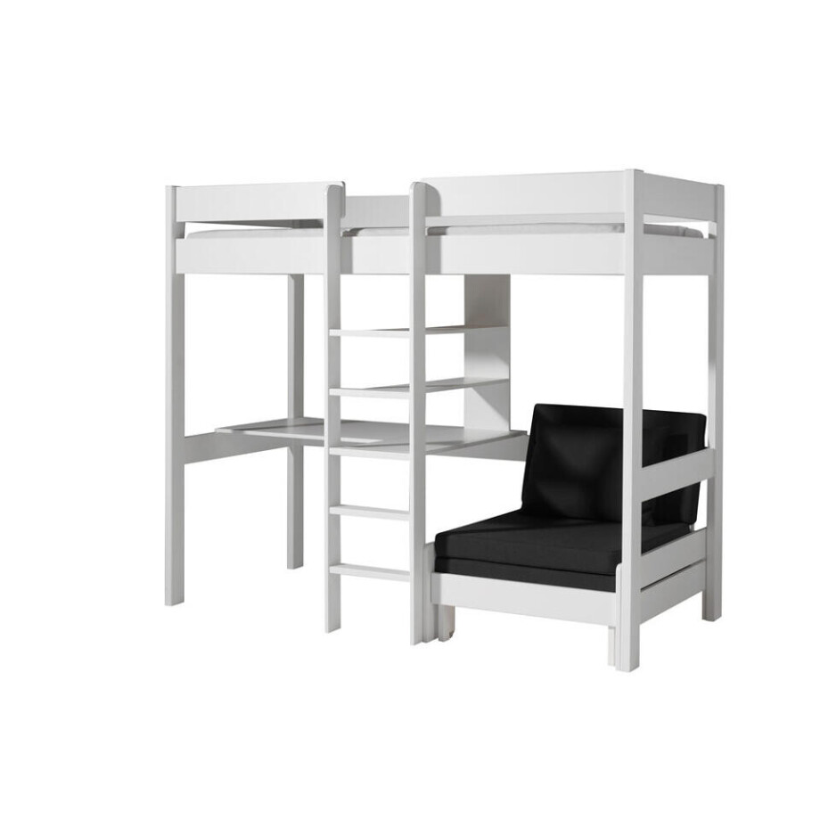 Leen Bakker - Vipack Hoogslaper Met Slaapbank Pino - 208,3x105,2x174,4 Cm - Grenenhout - Wit - 208.3x105.2x174.4 Cm afbeelding 1