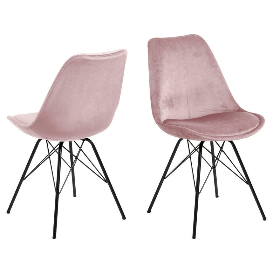 Leen Bakker - Eetkamerstoel Bonn (2 Stuks) - Velvet - Oud - Metaal/Velvet - Roze - 54x48.5x85.5 Cm Leen Bakker - Eetkamerstoel Bonn (2 Stuks) - Velvet - Oud - Metaal/Velvet - Roze - 54x48.5x85.5 Cm afbeelding 1