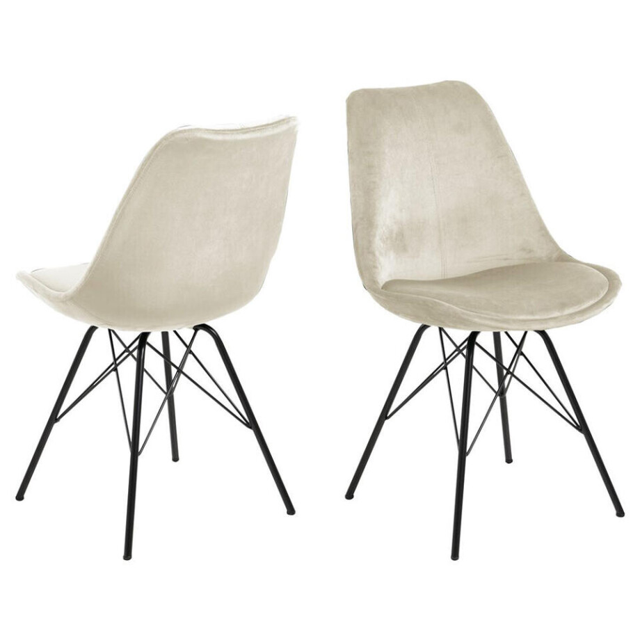 Leen Bakker - Eetkamerstoel Bonn (2 Stuks) - Velvet - Zand - Metaal/Velvet - Bruin - 54x48.5x85.5 Cm afbeelding 1