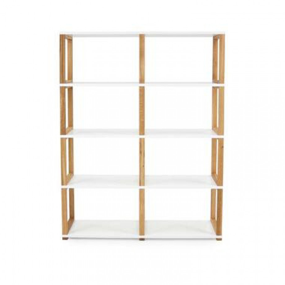 Tenzo boekenkast Art - wit/eikenkleur - 156x120x36 cm - Leen Bakker afbeelding 1