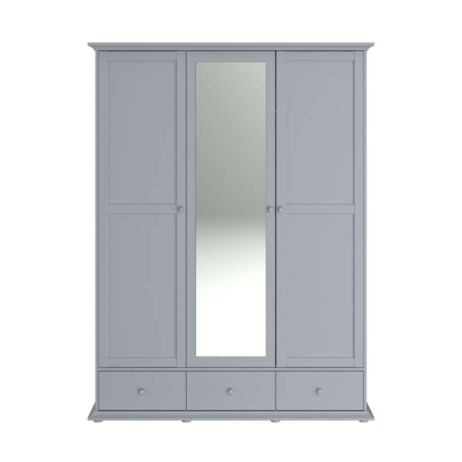 25% korting - Leen Bakker - Kledingkast Margaux - 202x152x53 Cm - Spaanplaat - Grijs afbeelding 1