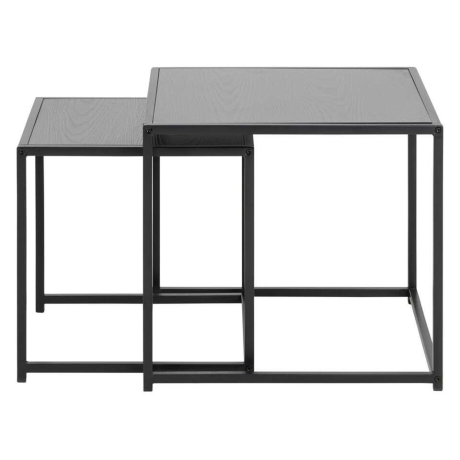 Leen Bakker - Set Van 2 Bijzettafels Jaxx - MDF - Zwart - 50x50x45 Cm afbeelding 1