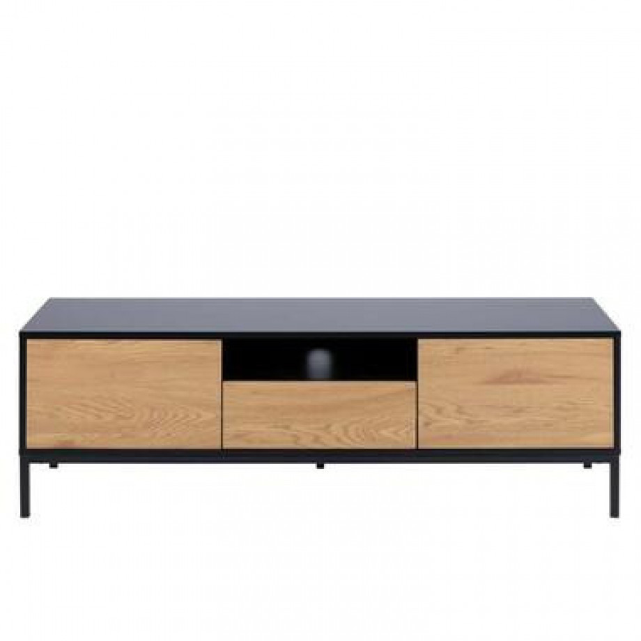 TV-meubel Avola - zwart/eiken - 45x140x40 cm - Leen Bakker afbeelding 1