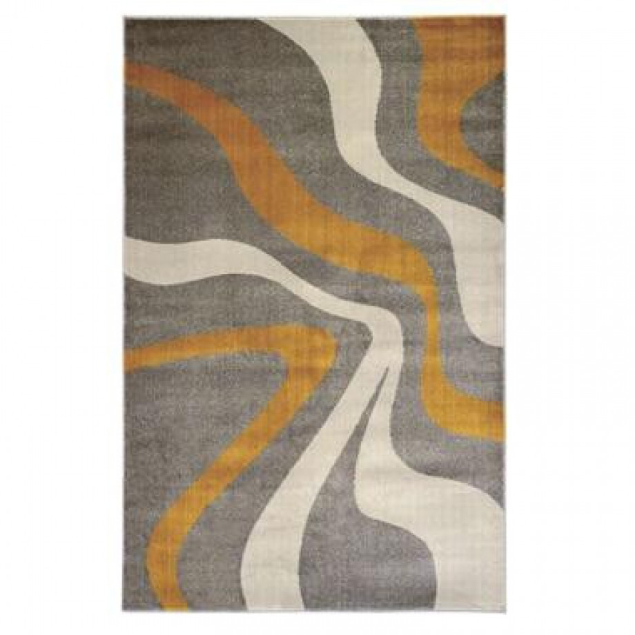 Floorita vloerkleed Swirl - grijs/geel - 140x200 cm - Leen Bakker afbeelding 1