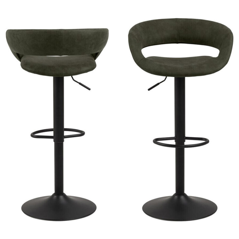 Leen Bakker - Barkruk Faber - Olijf (2 Stuks) - Lederlook - Groen - 48.5x54.5x104 Cm afbeelding 1