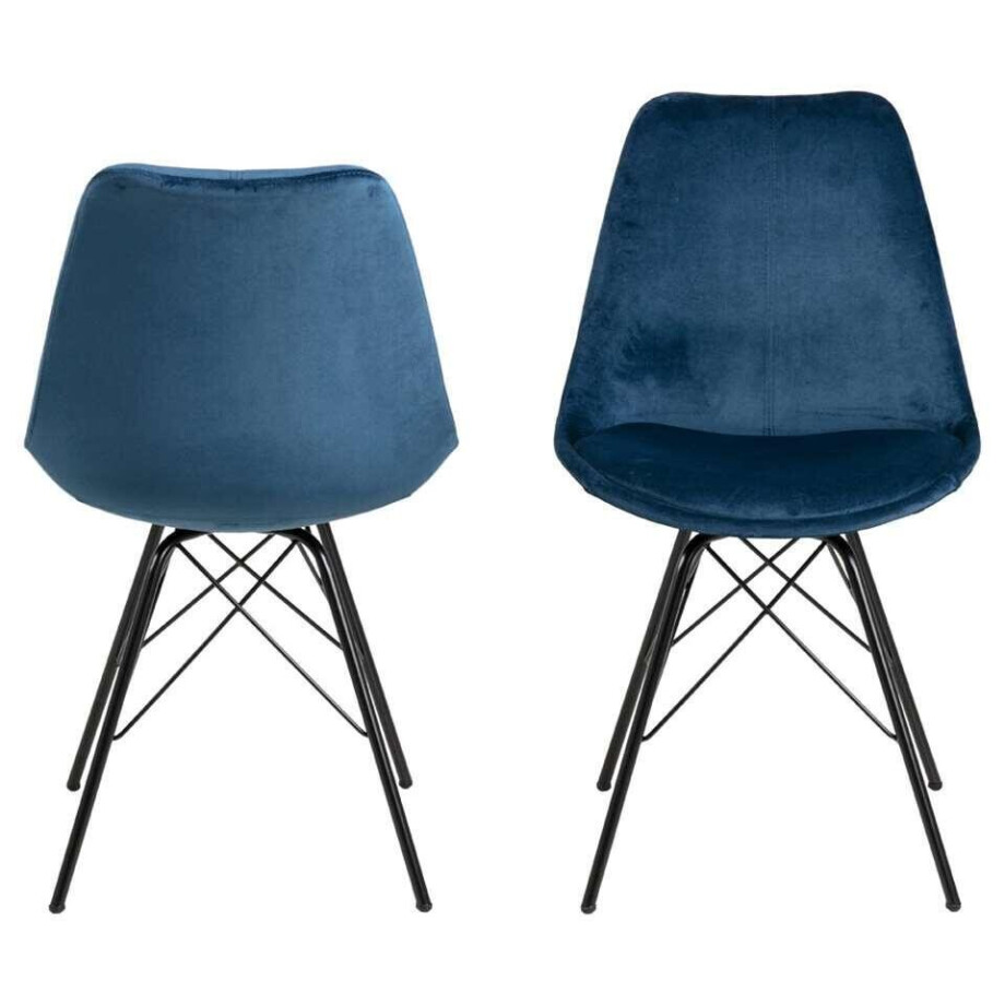 Leen Bakker - Eetkamerstoel Bonn - Fluweel - Donker (2 Stuks) - Metaal/Velvet - Blauw - 54x48.5x85.5 Cm Leen Bakker - Eetkamerstoel Bonn - Fluweel - Donker (2 Stuks) - Metaal/Velvet - Blauw - 54x48.5x85.5 Cm afbeelding 1