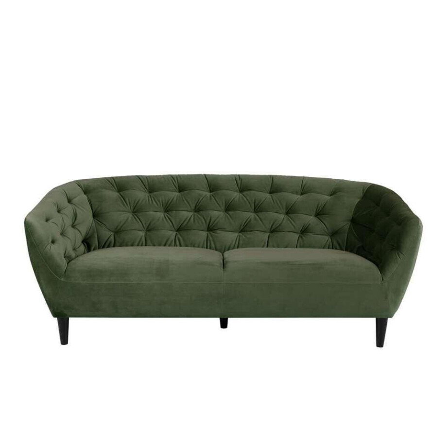 Leen Bakker - Bank Thyrza 3-zits - Fluweel - Stof/Velvet - Groen - 84x191x78 Cm afbeelding 1