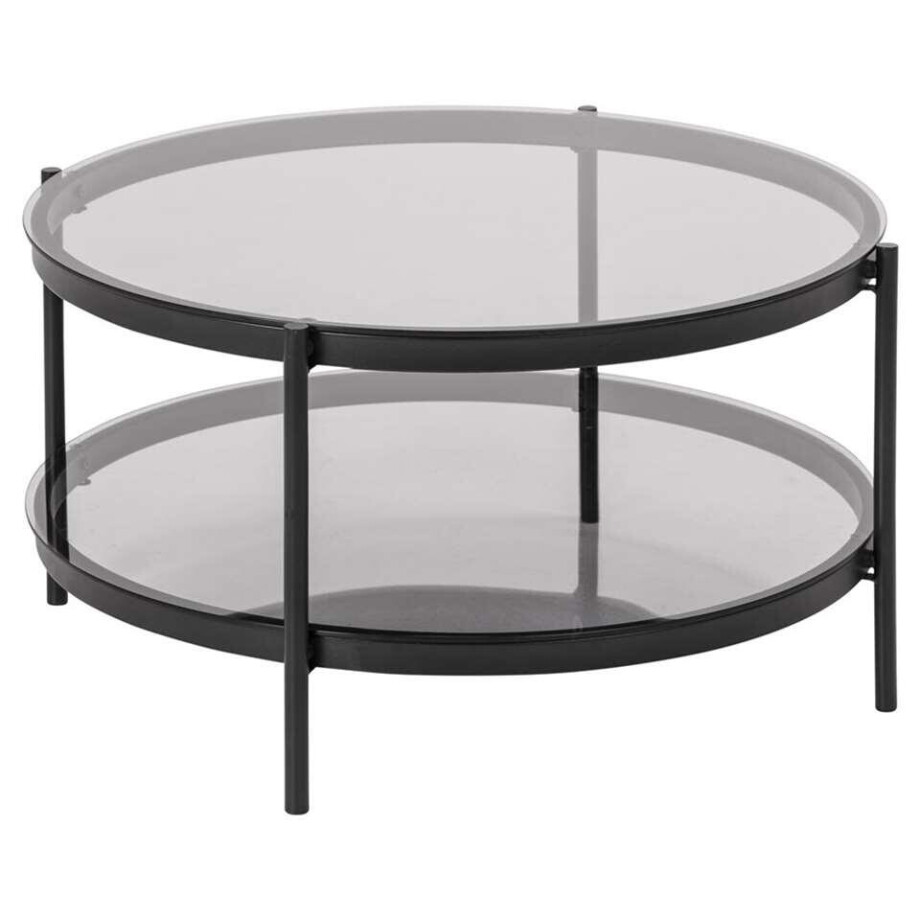 Leen Bakker - Salontafel Bayo - Transparant - 42xØ75 Cm - Glas - Zwart afbeelding 1
