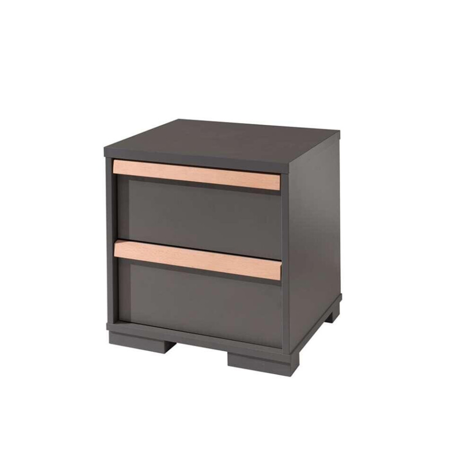 2e Halve Prijs Leen Bakker - Vipack Nachtkastje London - Antraciet - 48,8x48,1x40 Cm - Melamine - Grijs afbeelding 1