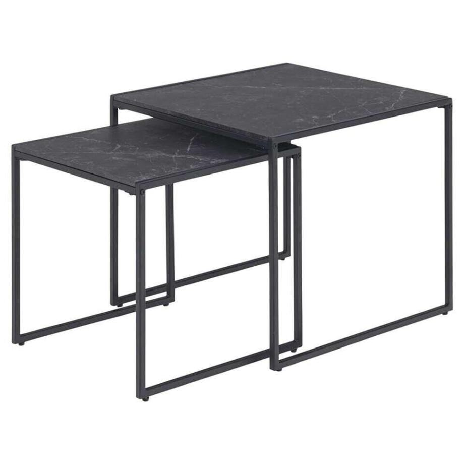 Leen Bakker - Set Van 2 Bijzettafels Kilada - Metaal - Zwart - 50x50x45 Cm Leen Bakker - Set Van 2 Bijzettafels Kilada - Metaal - Zwart - 50x50x45 Cm afbeelding 1