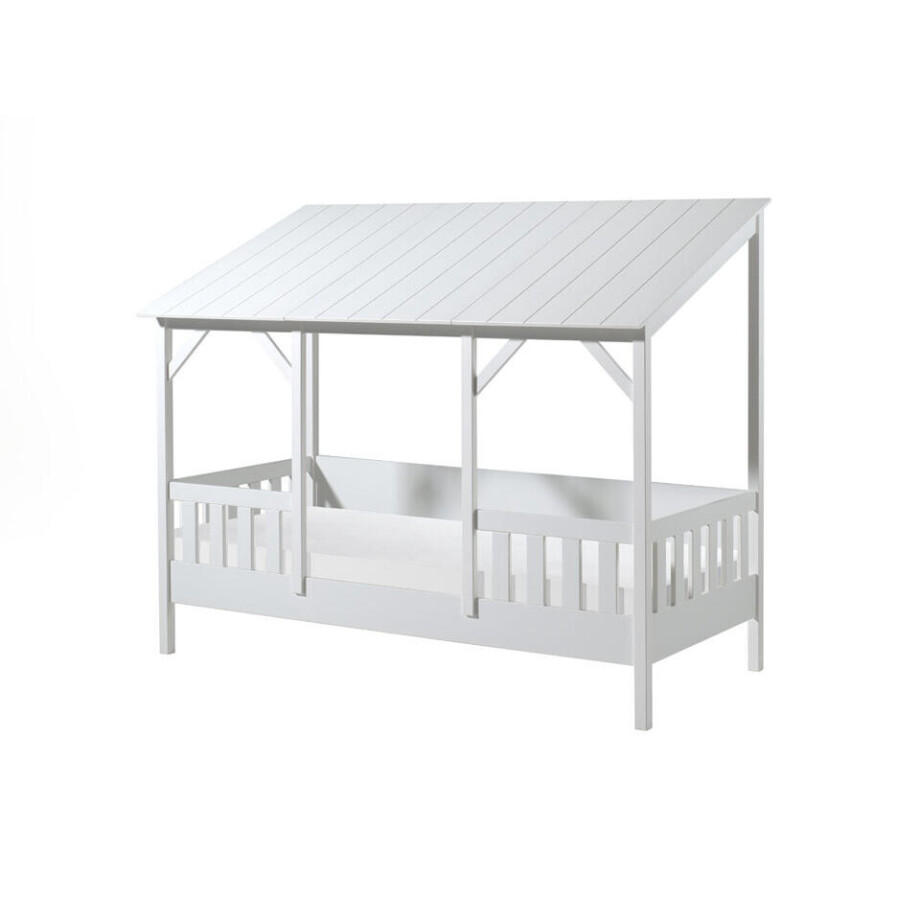 Leen Bakker - Vipack Huisbed Met Dak - 90x200 Cm - MDF/Grenenhout - Wit - 106x214.2x174 Cm afbeelding 1