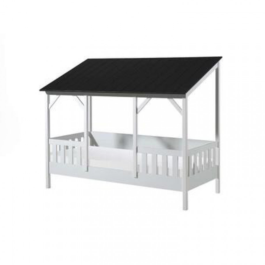 Vipack huisbed met zwart dak - wit - 90x200 cm - Leen Bakker afbeelding 1