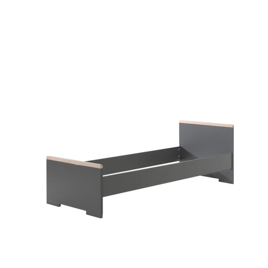 Leen Bakker - Vipack Bed Londen - Antraciet - 90x200 Cm - Spaanplaat - Grijs - 106x214.2x174 Cm afbeelding 1