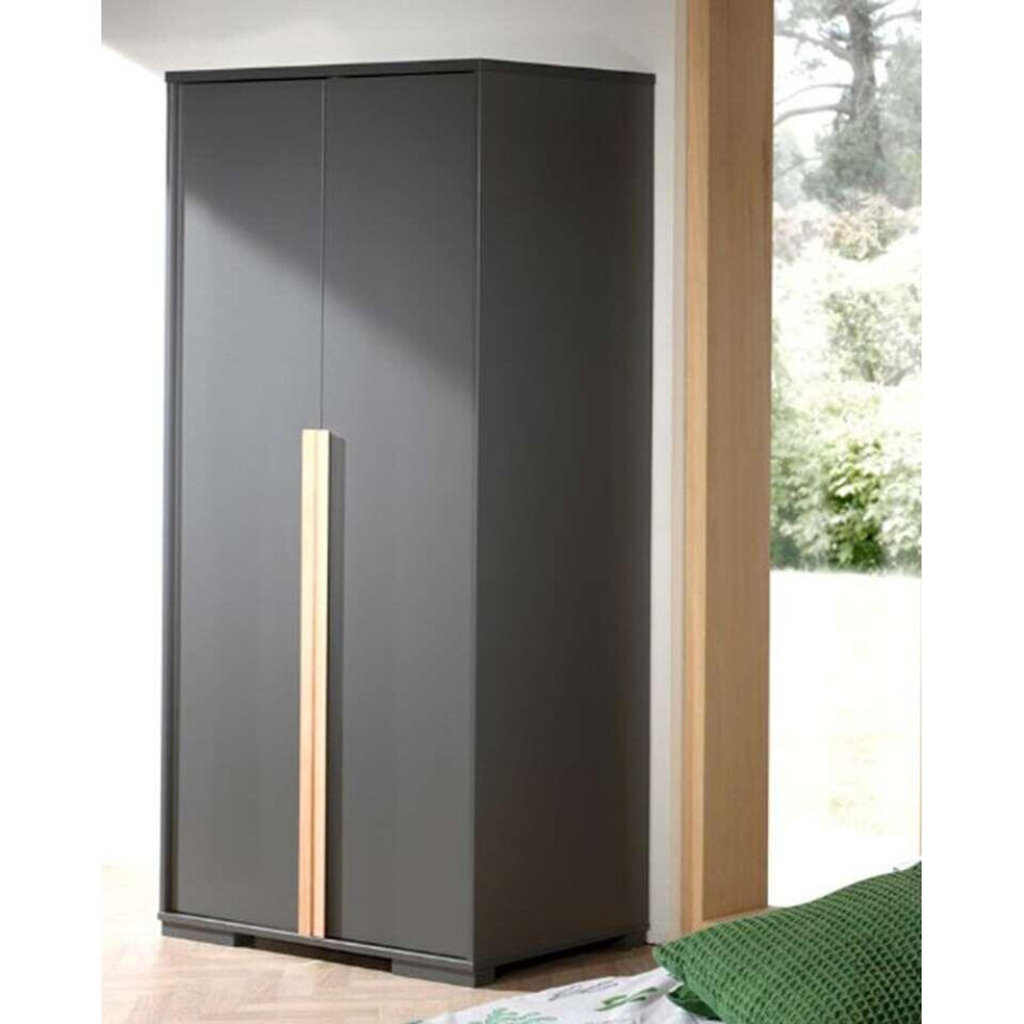 Leen Bakker - Vipack 2-deurs Kledingkast Londen - Antraciet - 195,2x98,4x56 Cm - Hout - Grijs Leen Bakker - Vipack 2-deurs Kledingkast Londen - Antraciet - 195,2x98,4x56 Cm - Hout - Grijs afbeelding 1